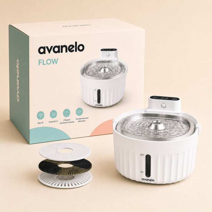 Fontaine à eau sans fil AVANELO Flow™ | 2L | Ultra silencieuse